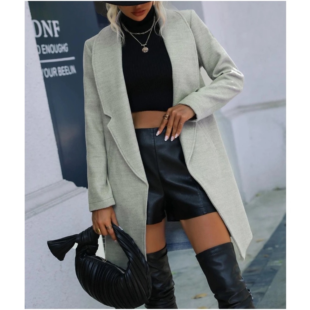 Cozy Pocket Open Front Jacket Coat - Picture 1 of 5